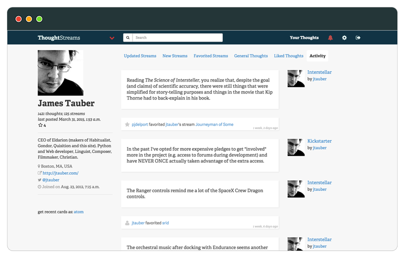 Thoughtstreams screenshot